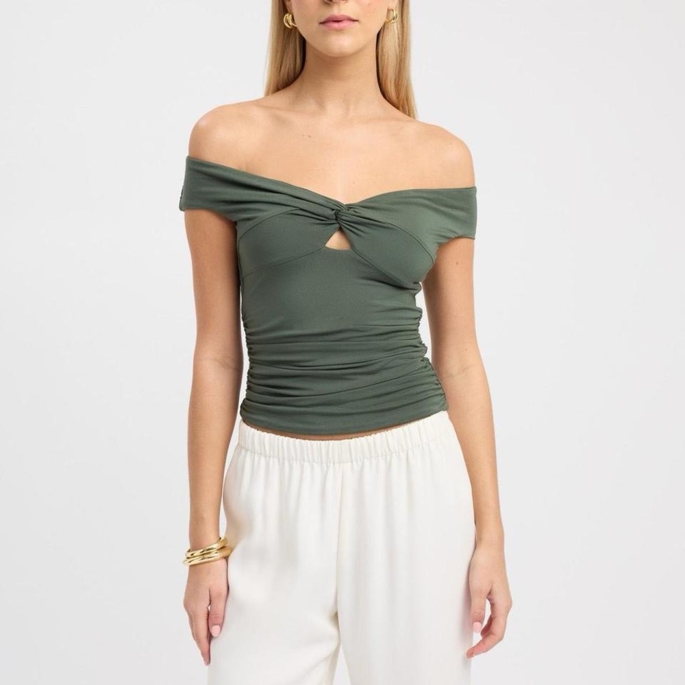Elegant Off-Shoulder Green Top
